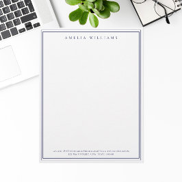 Papel Timbrado Elegante Minimalista Azul Duas Bordas