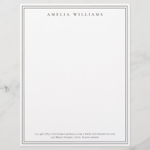 Papel Timbrado Elegante Minimalista Marrom Duas Bordas