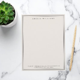 Papel Timbrado Elegante Minimalista Preto e Marfim com Duas Borda