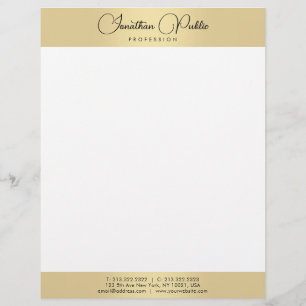 Papel Timbrado Elegante Moderno Branco Dourado Modelo de Tipograf