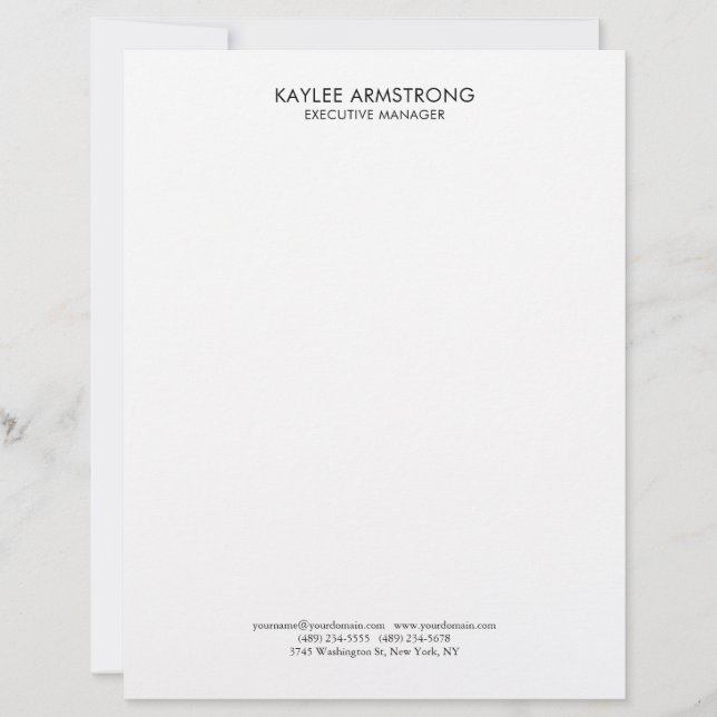 Papel Timbrado Elegante Moderno Simples Branco Profissional (Frente)
