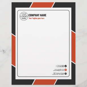 Papel Timbrado Elegante moldura laranja e preta personalizada