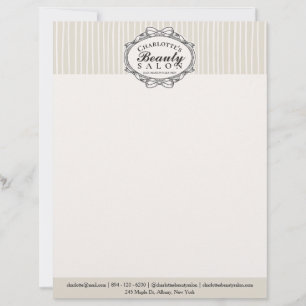 Papel Timbrado Elegante Moldura Vintage em Marfim Salão de Beleza