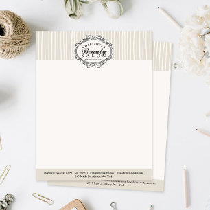 Papel Timbrado Elegante Moldura Vintage em Marfim Salão de Beleza