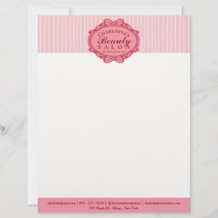 Papel Timbrado Elegante Moldura Vintage Rosa Salão de Beleza
