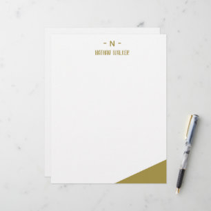 Papel Timbrado Elegante Monograma em Dourado e Cinza I Minimalist