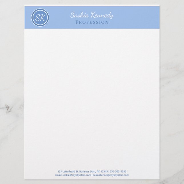 Papel Timbrado Elegante Periwinkle Blue Business Professional (Frente)