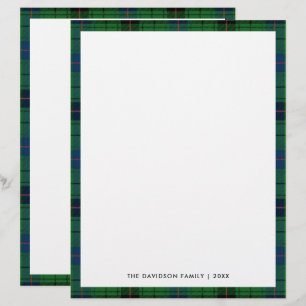 Papel Timbrado Elegante Plaid Verde Família Natal Feriado