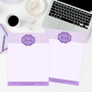 Papel Timbrado Elegante Quadro Vintage Roxo Salão de Beleza