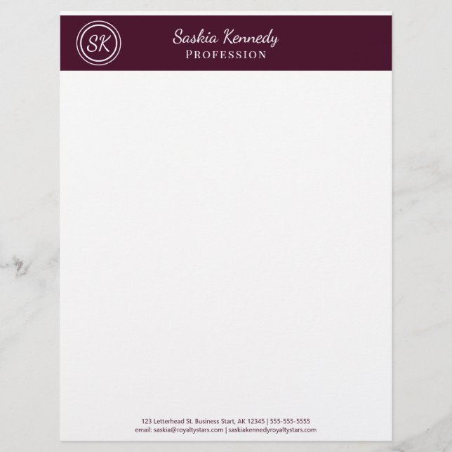 Papel Timbrado Elegante Red Brown Business Professional (Frente)