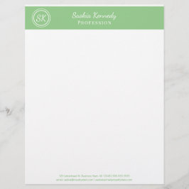 Papel Timbrado Elegante Sage Green Professional Monogramas Busine