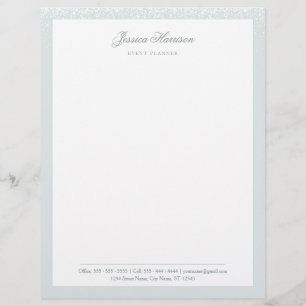 Papel Timbrado Elegante Simples Cinza White Confetti Professional