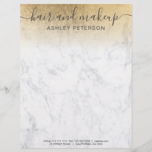 Papel Timbrado elegante tipografia dourado amarelo-mármore ombre