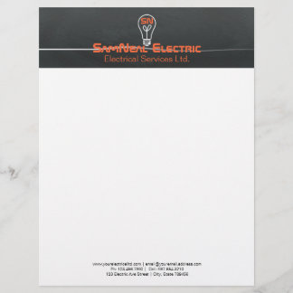 Papel Timbrado Eletricista alaranjado - design da ampola do