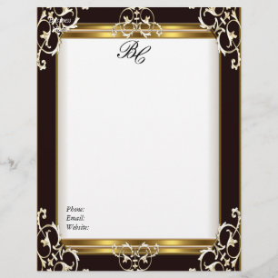 Papel Timbrado Elite Dourada Negra-, Elegante Letterhead