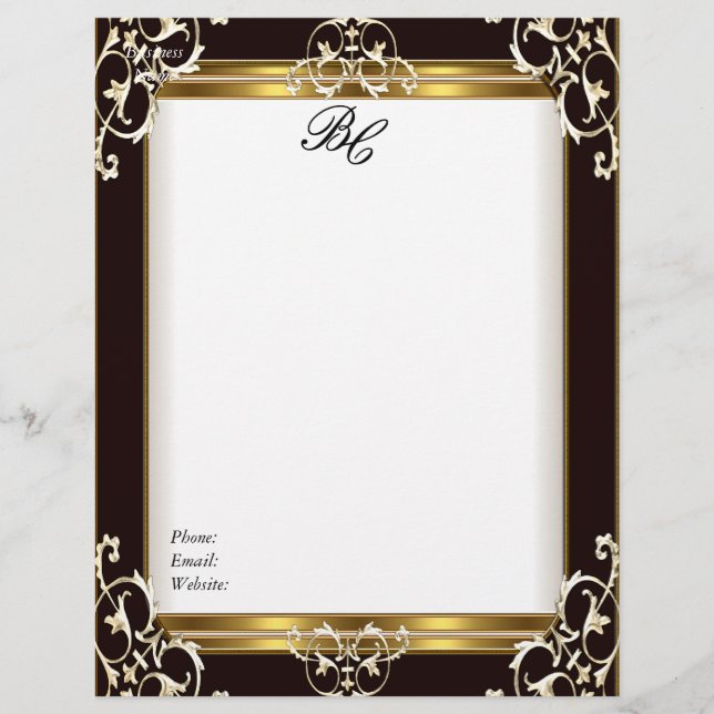 Papel Timbrado Elite Dourada Negra-, Elegante Letterhead (Frente)