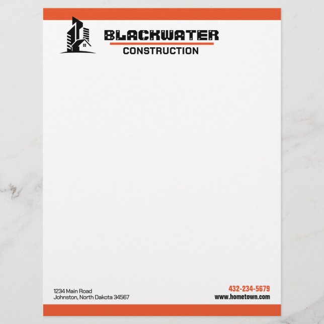 Papel Timbrado Empresa de Construção Comercial e Residencial (Frente)