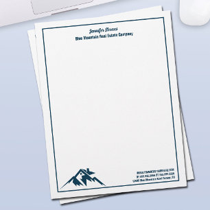 Papel Timbrado Empresa de Imóveis Corretor Personalizado Blue Mou