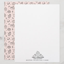 Papel Timbrado Empresa de panificação de Cupcake rosa-claro