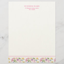 Papel Timbrado Empresa Floral Rosa Elegante Russo