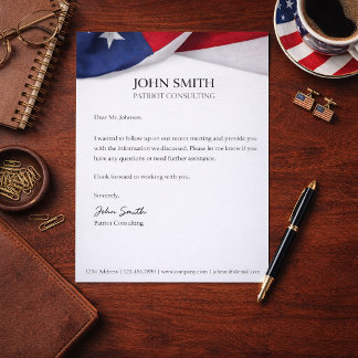 Papel Timbrado Empresa Nome Personalizado Bandeira Americana Negó