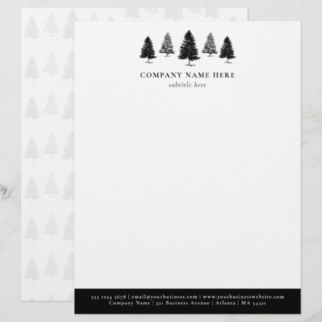 Papel Timbrado Empresa Personalizada de Árvore de Pinheiros (Frente/Verso)