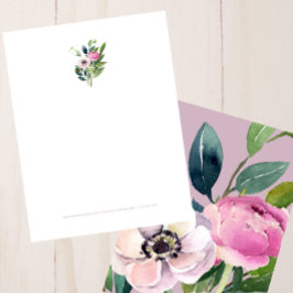 Papel Timbrado Endereço Comercial Floral Aquarela Rosa