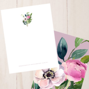 Papel Timbrado Endereço Comercial Floral Aquarela Rosa