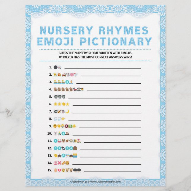 Papel Timbrado Enfermeiro Rhymes Emoji Pictionary [Luxury Lace [B (Frente)