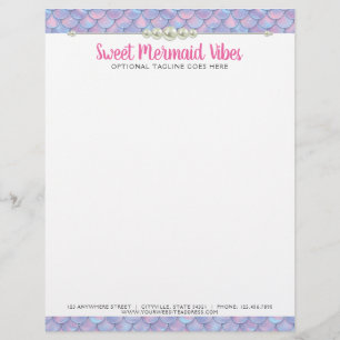 Papel Timbrado Escala da cauda da sereia & boutique Pastel da