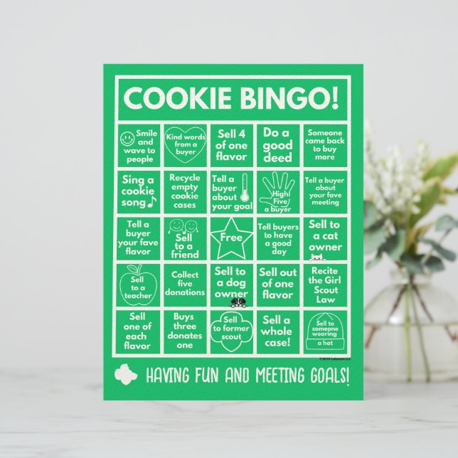 Papel Timbrado Escoteiro - Cookie Booth Bingo na Letterhead (Em pé/Frente)