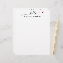 Papel Timbrado Escrito Moderno Mínimo Alô Preto e Branco