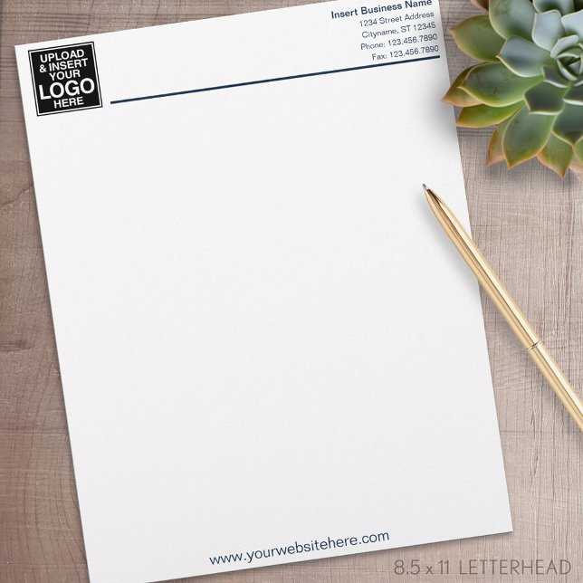 Papel Timbrado Escritório básico Letterhead - Marinho e branco (Personalized Letterhead )