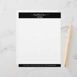 Papel Timbrado Escritório Mínimo Moderno de Escritório Negro Lett