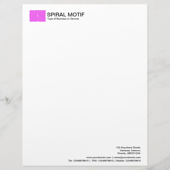 Papel Timbrado Espiral Motif - Magenta (Frente)