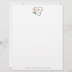 Papel Timbrado Estetoscópio Floral Doula