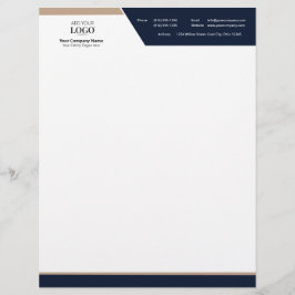 Papel Timbrado Executive Correspondence Logo Branding Modern Navy