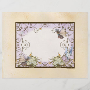 Papel Timbrado Faerie Fairy Princess Lavanda Vintage
