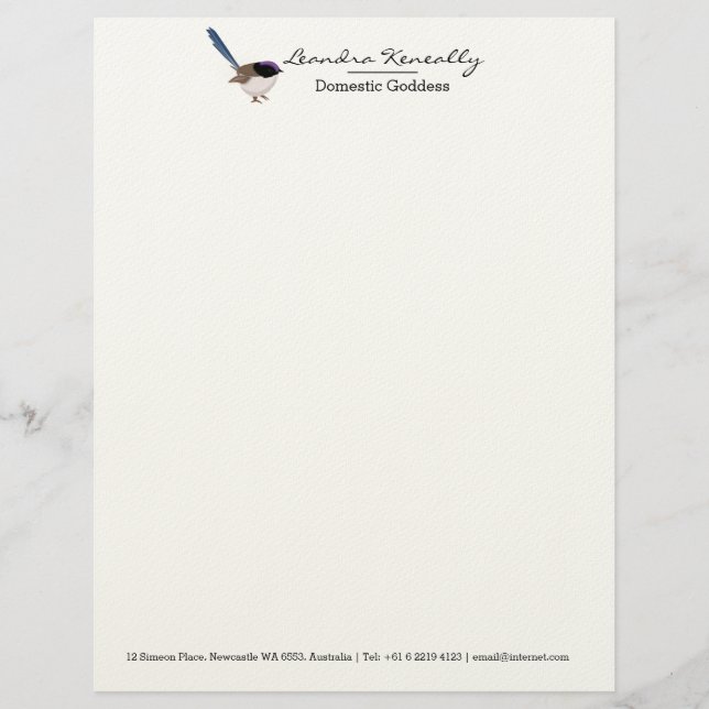 Papel Timbrado Fairy Wren (Frente)