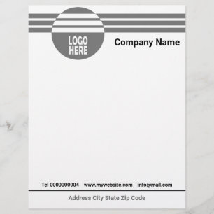 Papel Timbrado faixas geométricas de cinza com logotipo e código