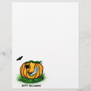Papel Timbrado Fantasma do Halloween, Bat, Ghost e Spider