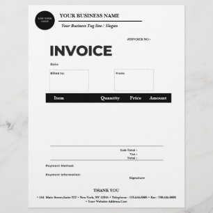 Papel Timbrado Fatura Simples de Negócios com Logotipo Personaliz