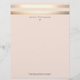 Papel Timbrado FAUX com faixa Elegante Dourada e rosa