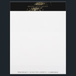 Papel Timbrado Faux Dourado Confetti sobre Preto Moderno Letterhe<br><div class="desc">Coordena com o Faux Dourado Confetti sobre o Modelo de cartão de negócios Black Modern até 1201AM. Uma mistura divertida de pontos falsos de confete de ouro metálico adoraria este moderno design de cabeça-de-letra. © 1201AM CREATIVE</div>