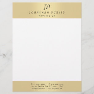Papel Timbrado Faux Dourado Elegant Monograma Moderno Modelo Glam