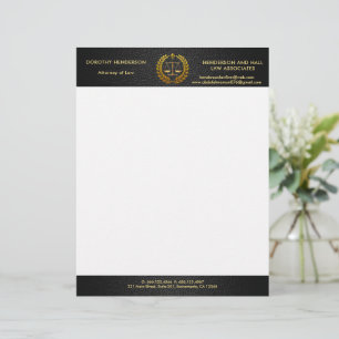 Papel Timbrado Fazenda de leis Carta de Advogado Preto e Dourad