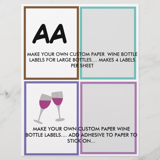 PAPEL TIMBRADO FAZER RÓTULOS PERSONALIZADOS DE GARRAFA DE VINHO D (Frente)
