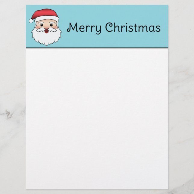 Papel Timbrado Feliz Cabeça de Papai Noel de Desenho Animado em A (Frente)