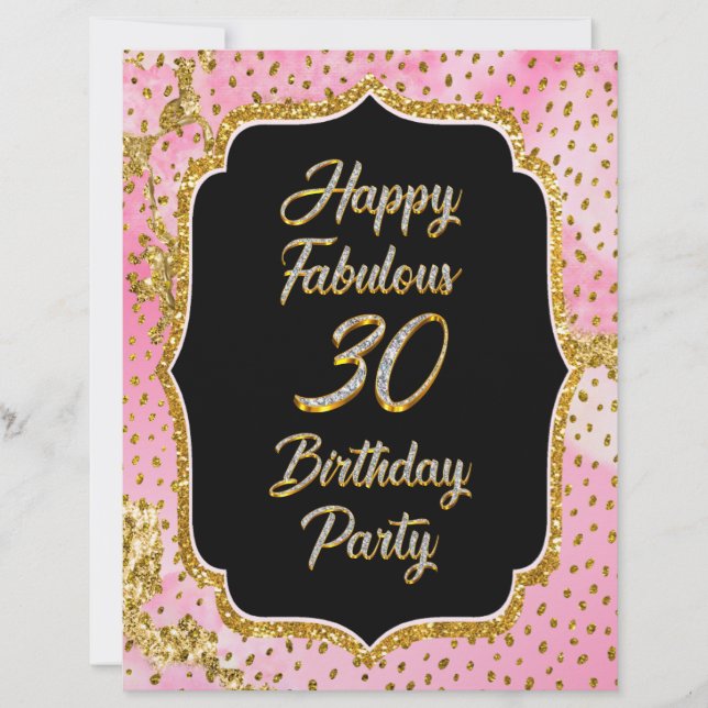 Papel Timbrado Feliz Fabuloso aniversário de 30 anos de Convite (Frente)