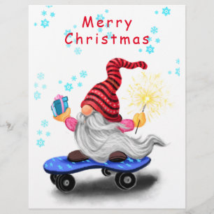 Papel Timbrado Feliz Gnomo de Pater com presentes e faíscas - En